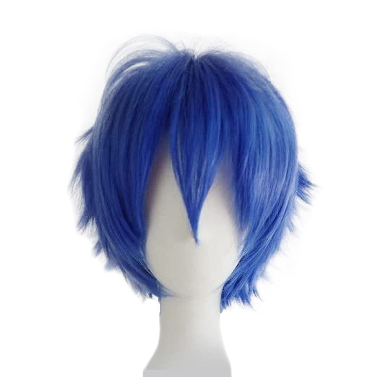 Krótka niebieska peruka, peruka cosplay, unisex, anime, cosplay, peruki dla kobiet/mężczyzn, prosta, puszysta, kostium, impreza tematyczna, fantazyjne przebranie, peruki, Halloween, peruka