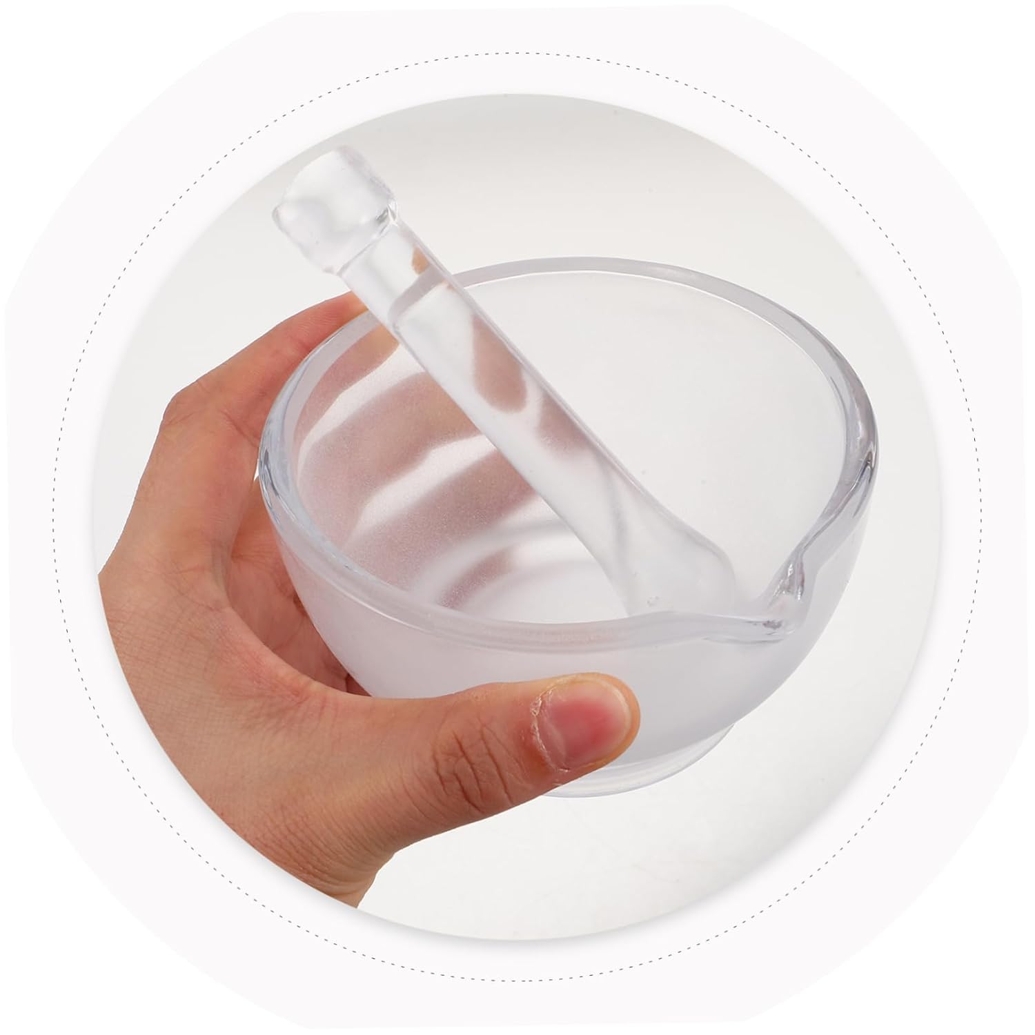 Cabilock Lab Tool Glass Mortar and Pestle Bowl for Grinding Mixing Seasoning Heat Resistant Easy to Clean