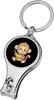 Cute Monkey Holding A Banana Nail Clipper Nail Care Tools Curved Blade Foldaway Nail File Corkscrew with Keychain