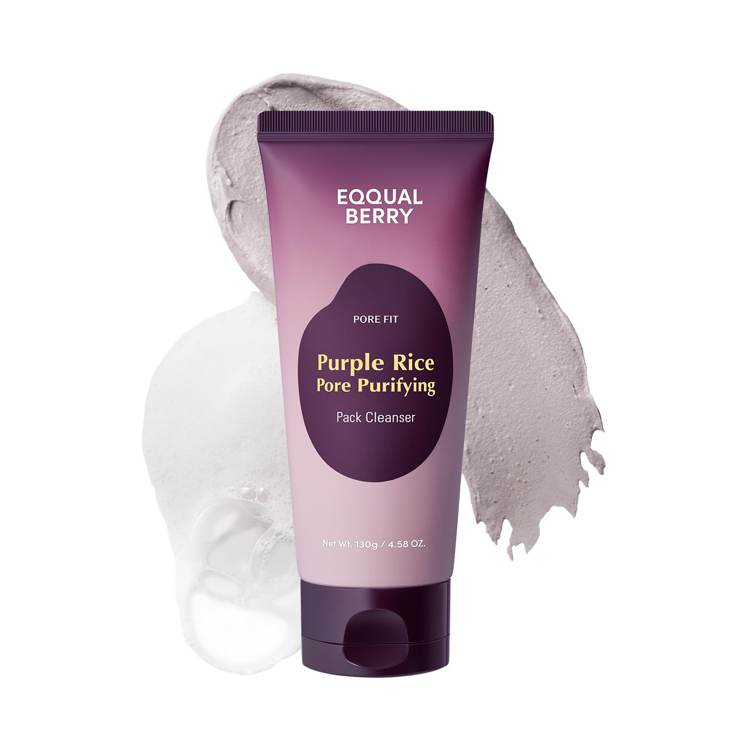 EQQUALBERRY Purifying Mask for Pores and Rice Purple Clay and Foam Cleaning Mask with Dual Use Deep Cleansing for Pore Care and Preparation