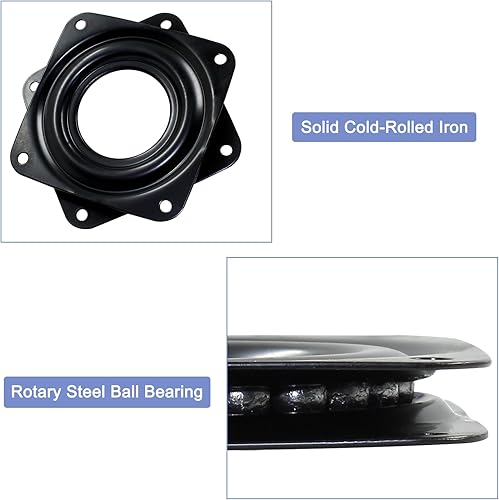 Miniatura 4 de Suiwotin Juego de 2 platos giratorios cuadrados Lazy Susan de 3 pulgadas, resistentes, con rodamiento de bolas de acero, bandeja giratoria para mesa