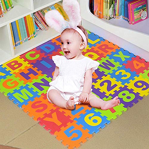 Image of FunBlast 36pcs Mini Puzzle Foam Mat for Kids, Interlocking Learning Alphabet and Number Mat for Kids - Multicolor (Mat 36Pcs)