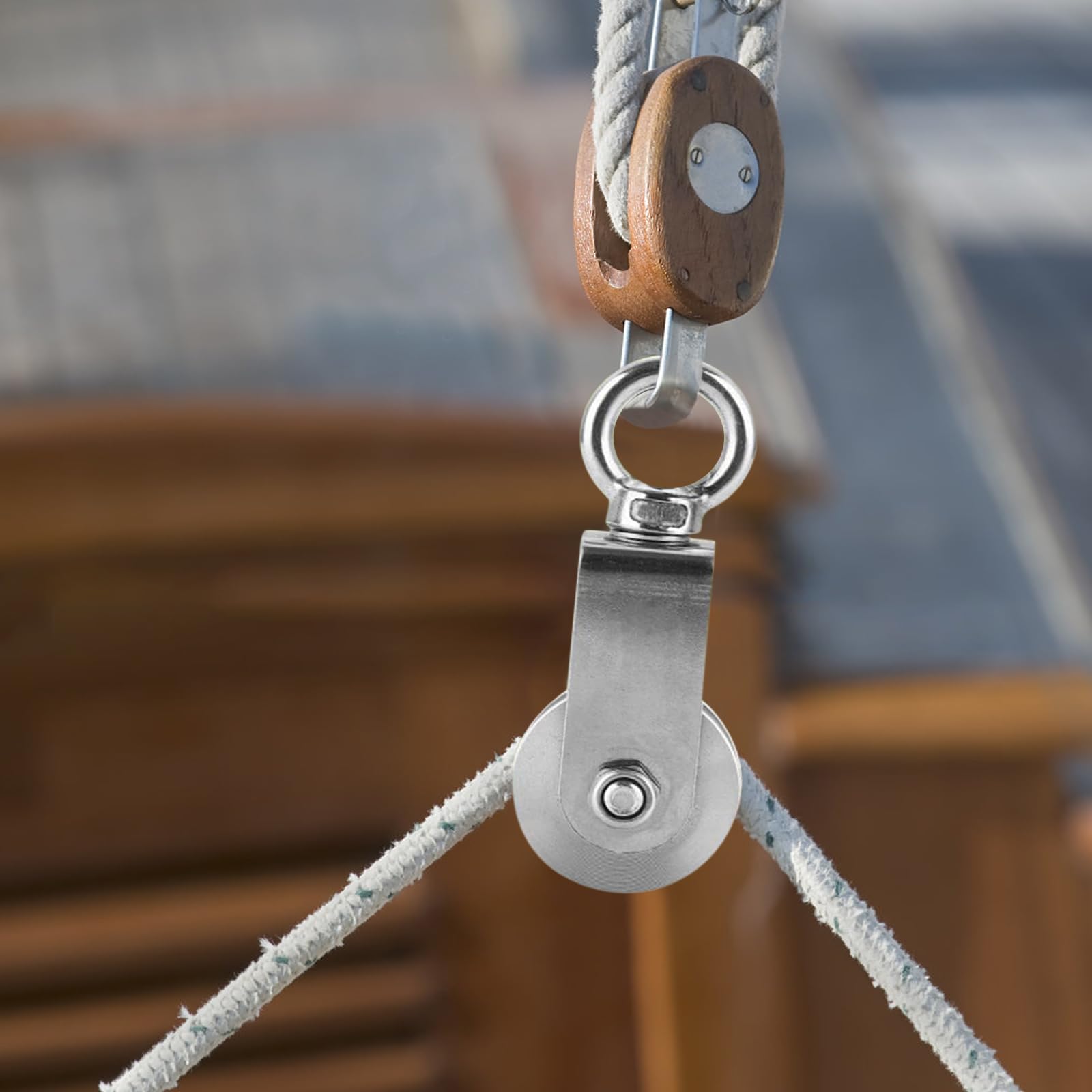 Polea de acero inoxidable de alto rendimiento de 34 mm con rodamiento de bolas, capacidad de carga de 250 kg, ideal para sistemas de cuerda, duradera y fiable (1 unidad)