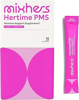 MIXHERS Hertime PMS - Supports Hormonal Health for Women - Supports a Healthy Menstrual Cycle - with Minerals, Peony Roots, Siberian Ginseng - Sugar-Free - 15 Drink Packets - Peach Pineapple