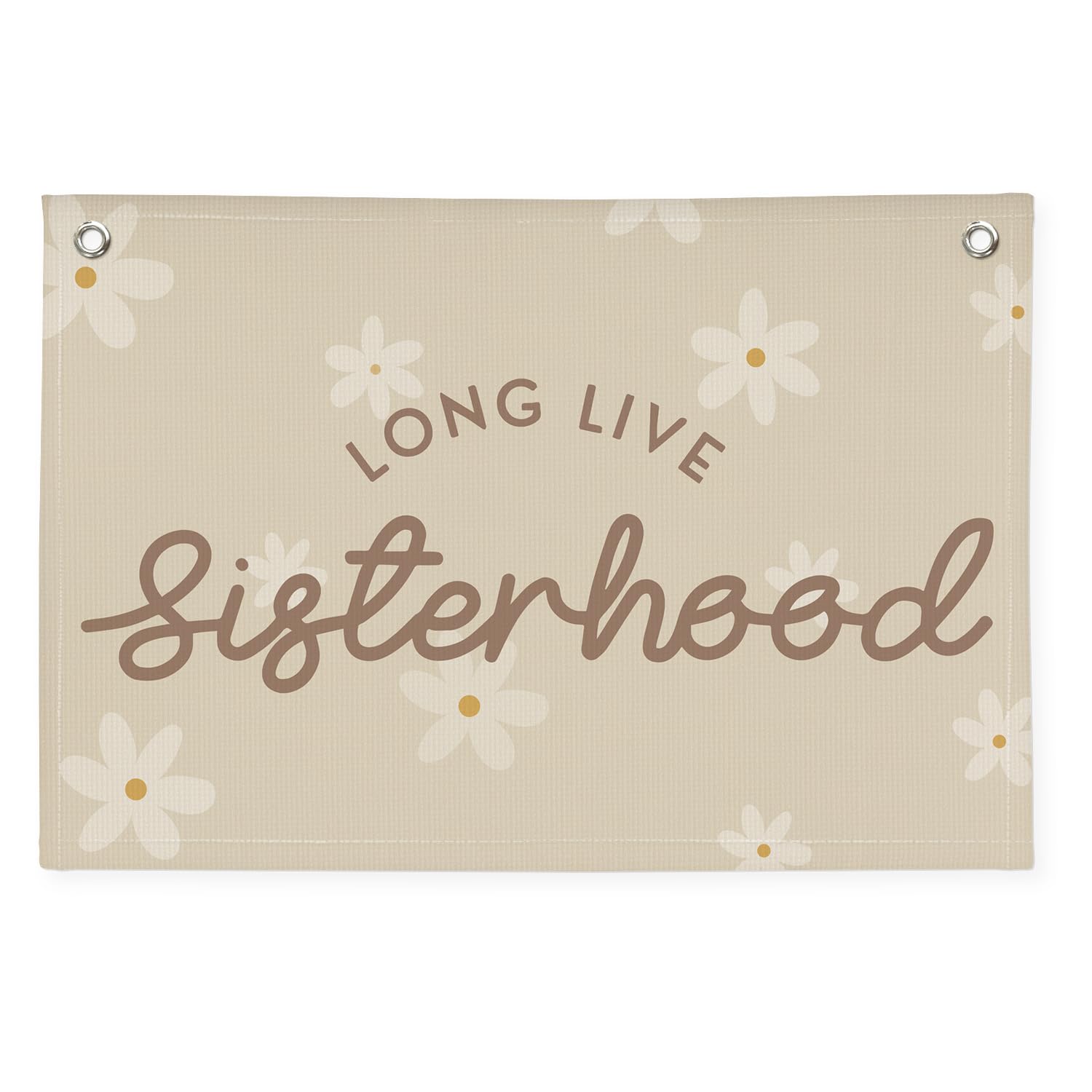 Cute Daisy Girls Room Decor, Long Live Sisterhood Linen Hanging Banner Flag,Boho Flower Banner for Nursery Playroom Wall Decor for Kids Bedroom Dorm Toddler Decorations 30x20,girlroom