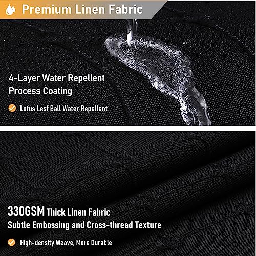 Image of BTTN Boho Shower Stall Curtain - 36x72 Narrow Linen Ultra Thick Tassel Fabric Shower Curtain Set with 6 Plastic Hooks, Half Modern Farmhouse Country Weighted Shower Curtains for Bathroom - Black