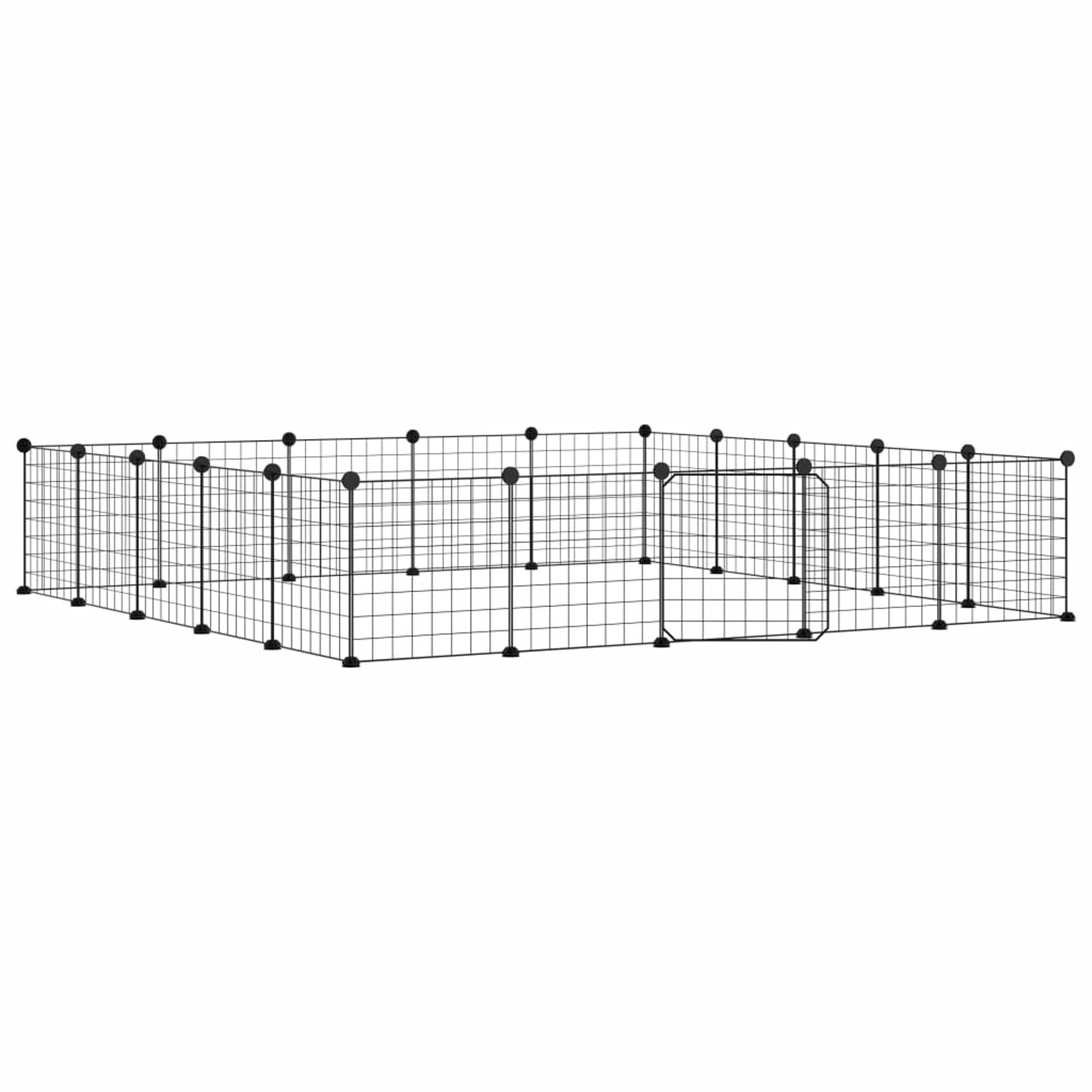 Jaula para Mascotas de 20 Paneles Puerta, JUNZAI Jaulas para Conejos, Jaula Cobaya, Recinto para Conejos, Valla para Mascotas, Cosas para Conejos, Parque para Conejos, Acero Negro 35x35 cm