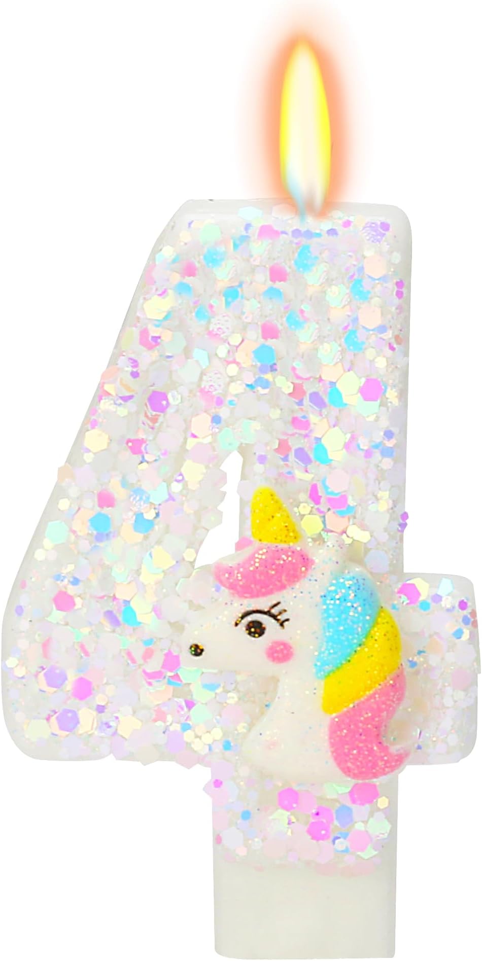 FAMGift Birthday Candles for Girl - Number 4 Candle for Cake, Unicorn Party Supplies, Birthday Decorations for Cake Topper, Cartoon Theme Party Supplies