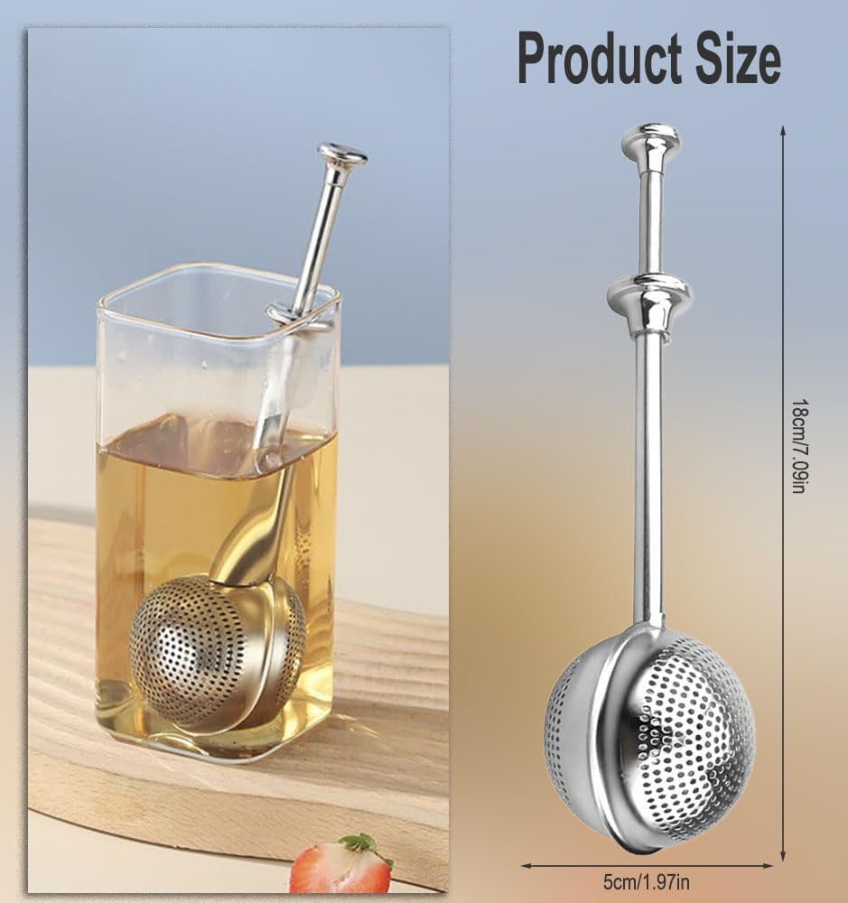 Tea Tongs Pack of 2 Tea Strainer for Loose Tea - Teaballs with Telescopic Handle, Tea Infuser 304 Stainless Steel, Tea Tongs, Tea Strainer, Tea Infuser, Stainless Steel Flour Sieve Duster - Sugar
