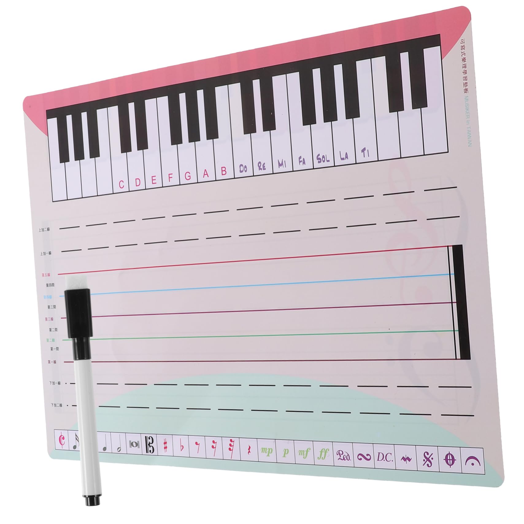 Gogogmee Musical Stave Whiteboard Piano Practice Writing Dry Erase Board Stand Music Notation Teaching Board