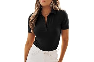 Women's V-Neck Business Blouse with Ribbed Knit T-Shirt