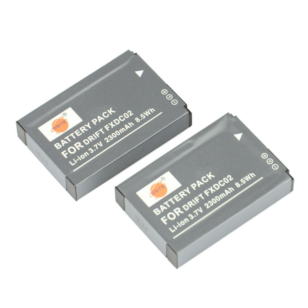 DSTE Pack of 2 FXDC02 Full Coded Rechargeable Li-ION Battery for Drift HD Ghost DSLR Digatal Camera