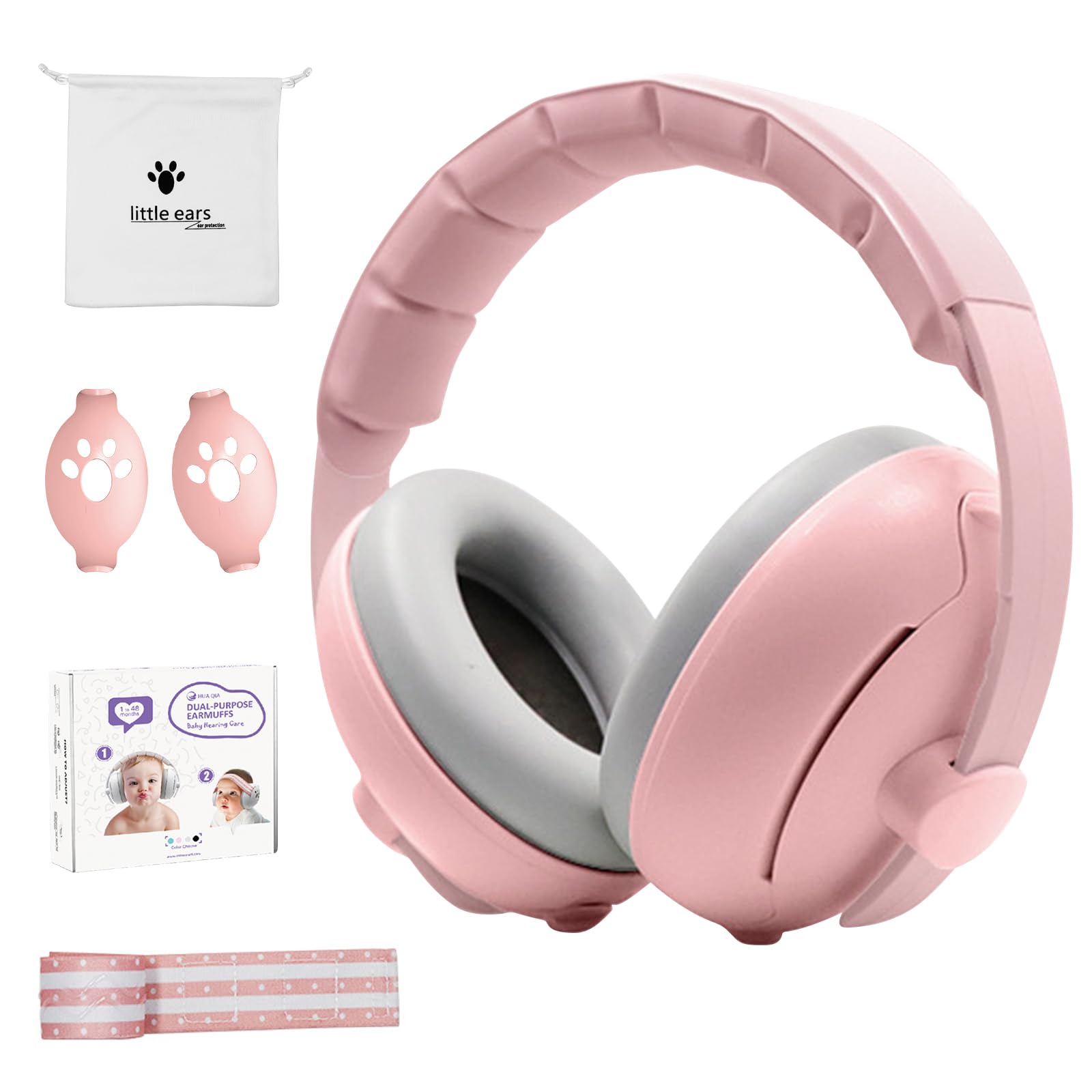 HyAdierTech 2 in 1 Cuffie Neonato Antirumore,Protettori Acustici per Neonati,Regolabili Cuffie Protezione Dormire Bambini,Archetto Regolabile,Ideale per il Sonno,Viaggi,Feste,Fino a 48 Mesi