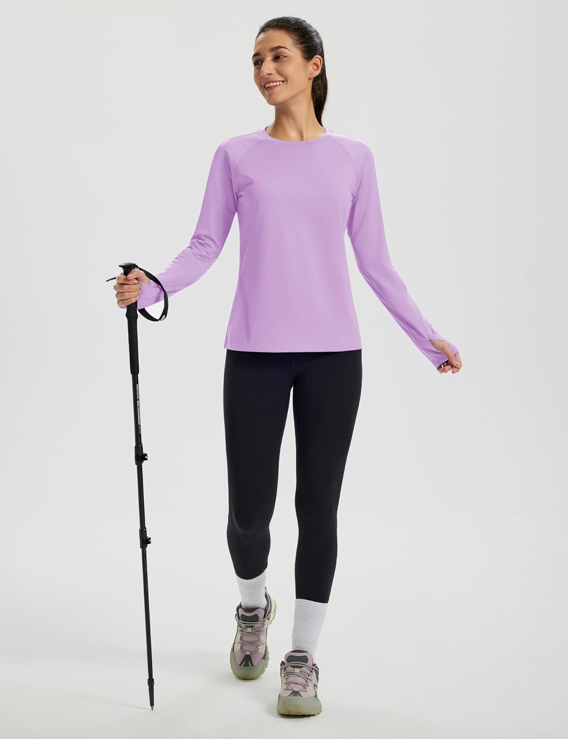 MAGCOMSEN Women's Thermal Shirts Long Sleeve Fleece Lined Workout Tops Athletic Moisture Wicking with Thumb Hole