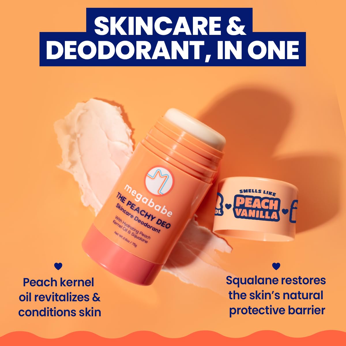 Megababe Skincare Deodorant - The Peachy Deo with 72 hour Odor Protection | Hydrating Peach Kernel Oil & Squalane | Aluminum-Free, All Natural | 2.6 oz - Image 4