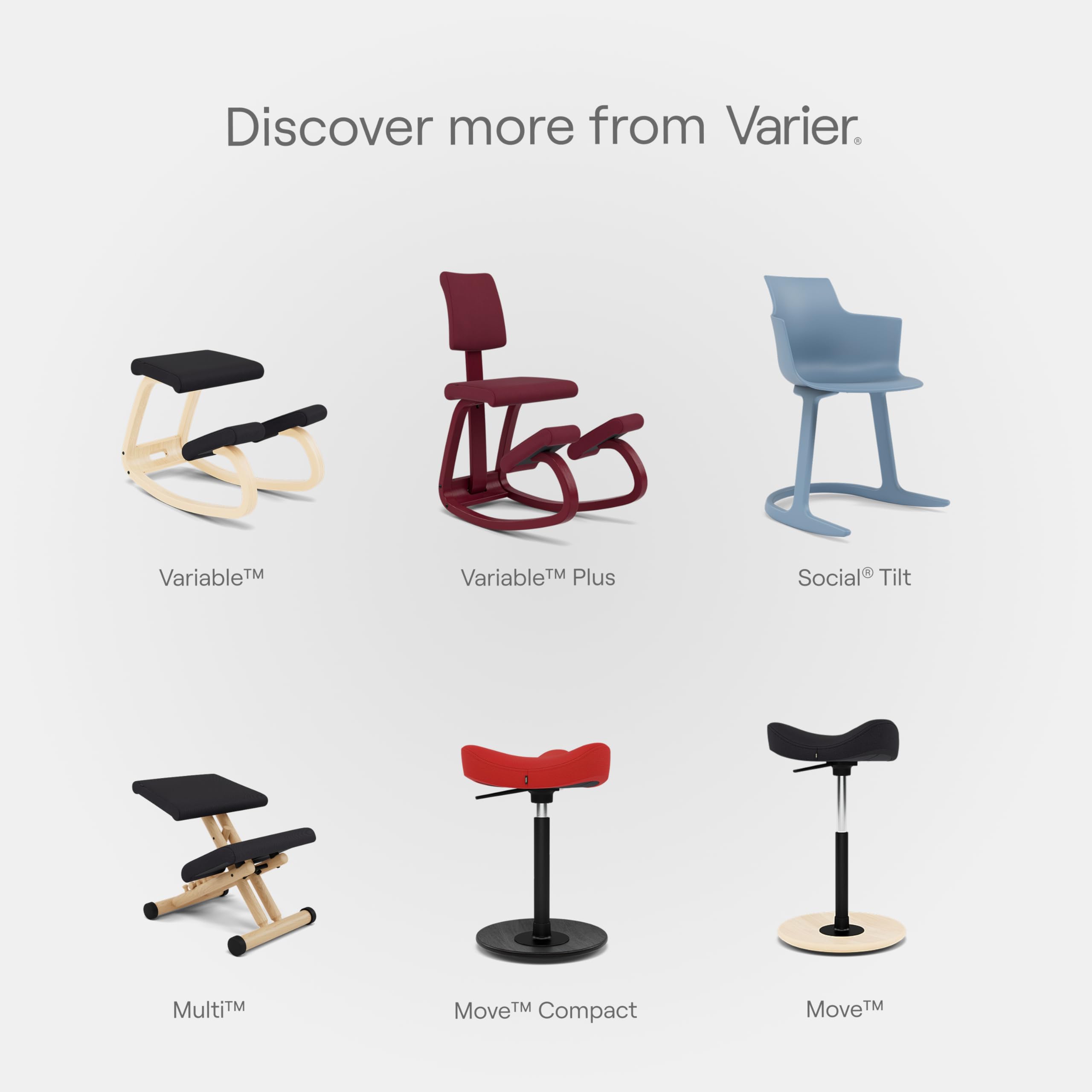 Varier Wing Ergonomischer Kniestuhl mit Rollen, drehbar höhenverstellbar