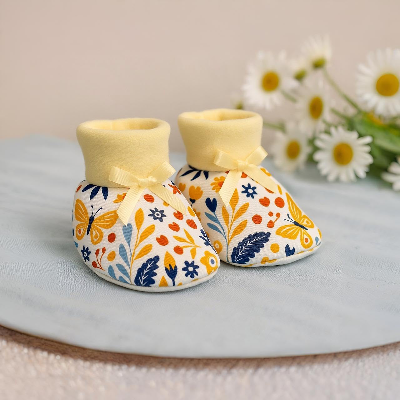 Adhigams Baby Booties Set | Soft Cotton Baby Booties with Comfortable Terry Base for Gentle Support, Cute & Durable Footwear Designed for Regular Use and Easy Comfort | Pack of 1 (0-3 Months) 2