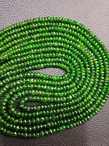 Chrome diopside perles rondelles facettées russes grade AAA+ taille 4-7mm fil 12 pouces