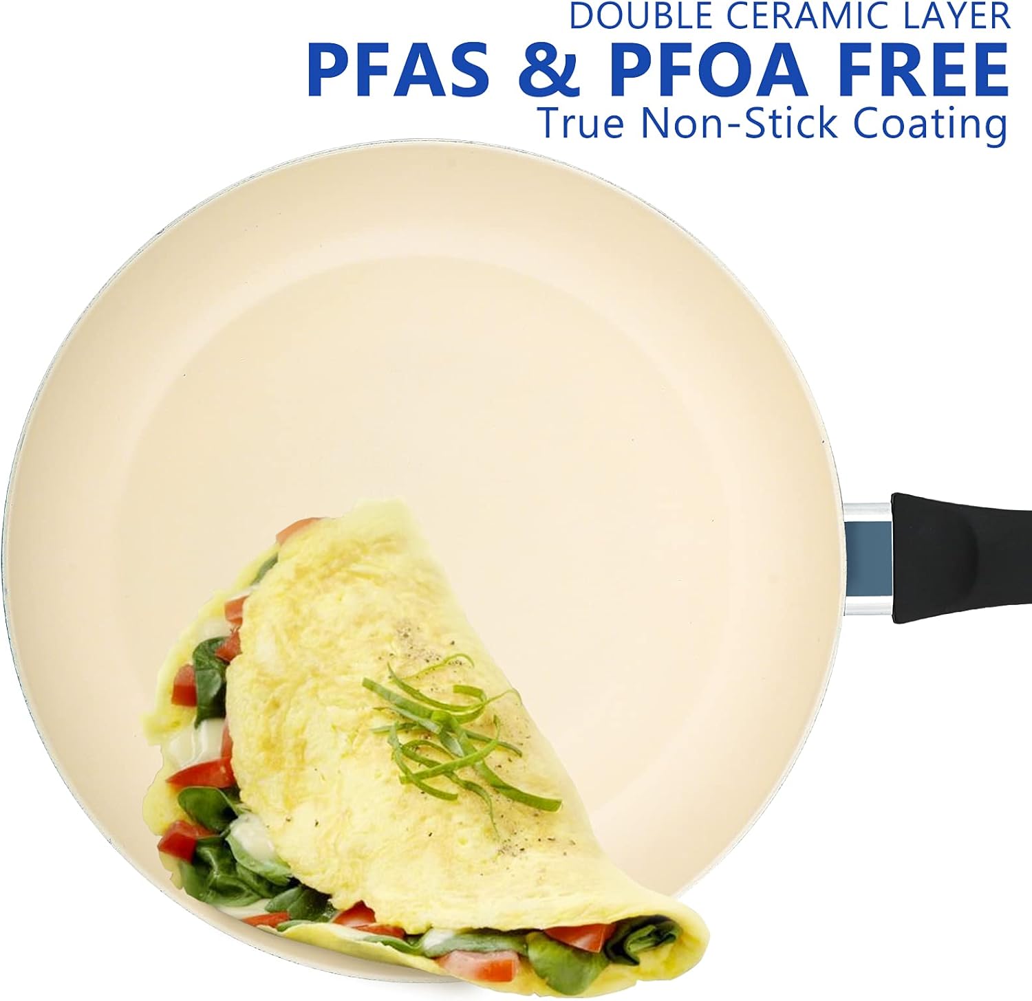 GREECHO Ceramic Frying Pan, PFAS & PFOA Free 9.5" Nonstick Frying Pan, Double Layer Coating Ceramic Pan, All-cooktop Compatible Non Sticking Frying Pan, Dishwasher Safe Nonstick Skillet, Royal Blue : Everything Else