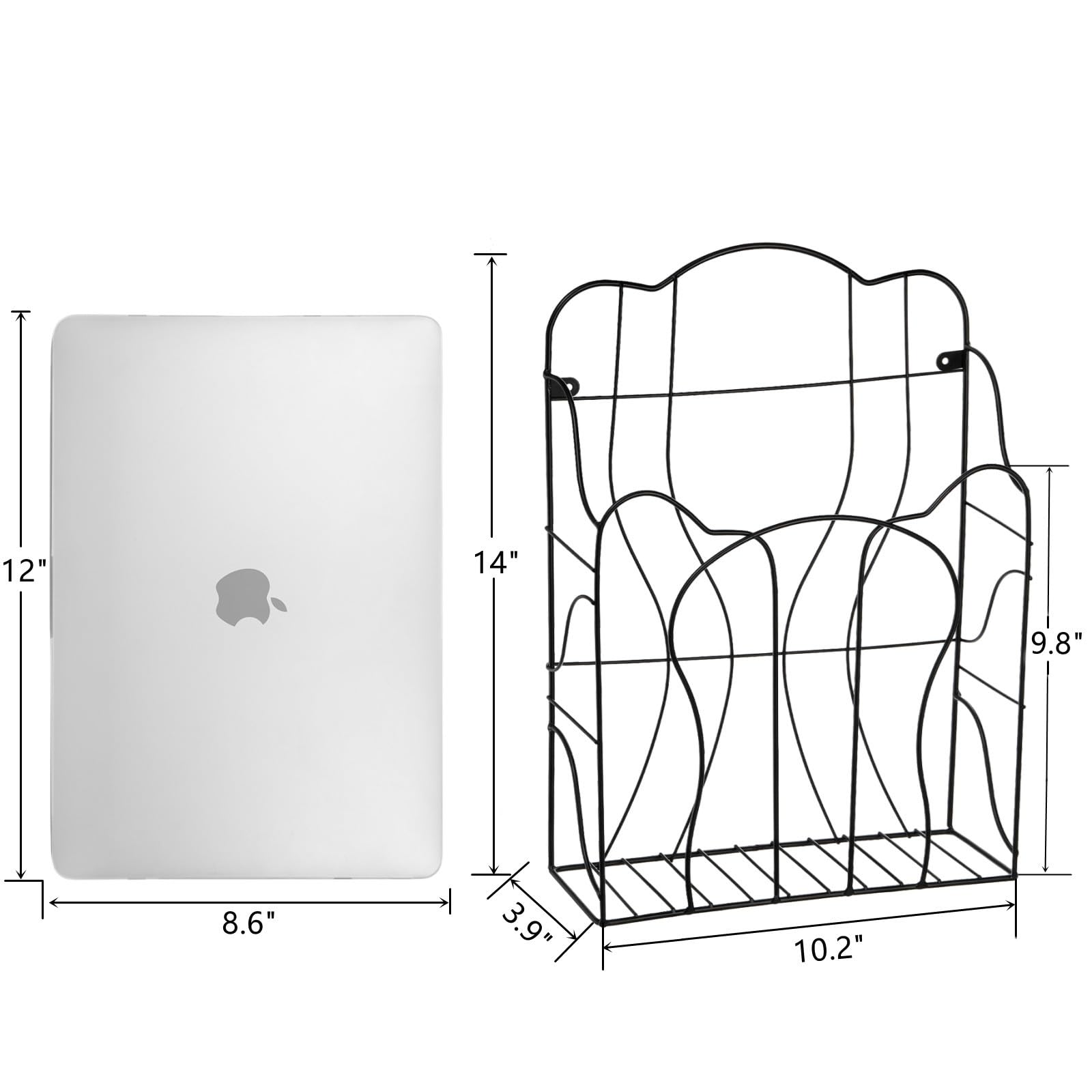 ZOOFOX Wall Mounted Magazine Holder, Metal Wire Hanging Wall File Organizer, Vertical Desktop Mail Paper Folder Holder Rack for Home, School, Office