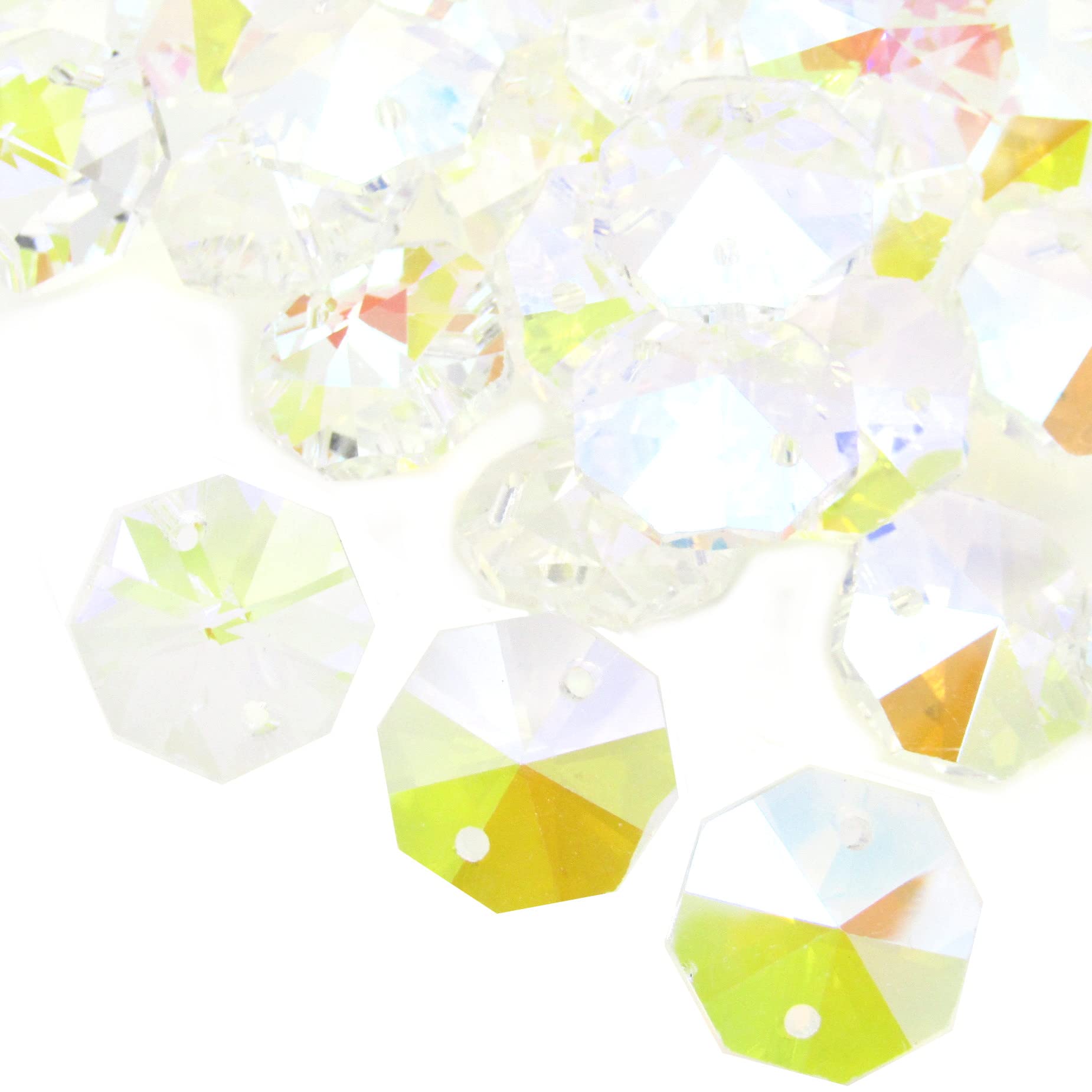 Amazon.co.jp: レインボー 八角 2つ穴 クリスタル ガラス ビーズ サン