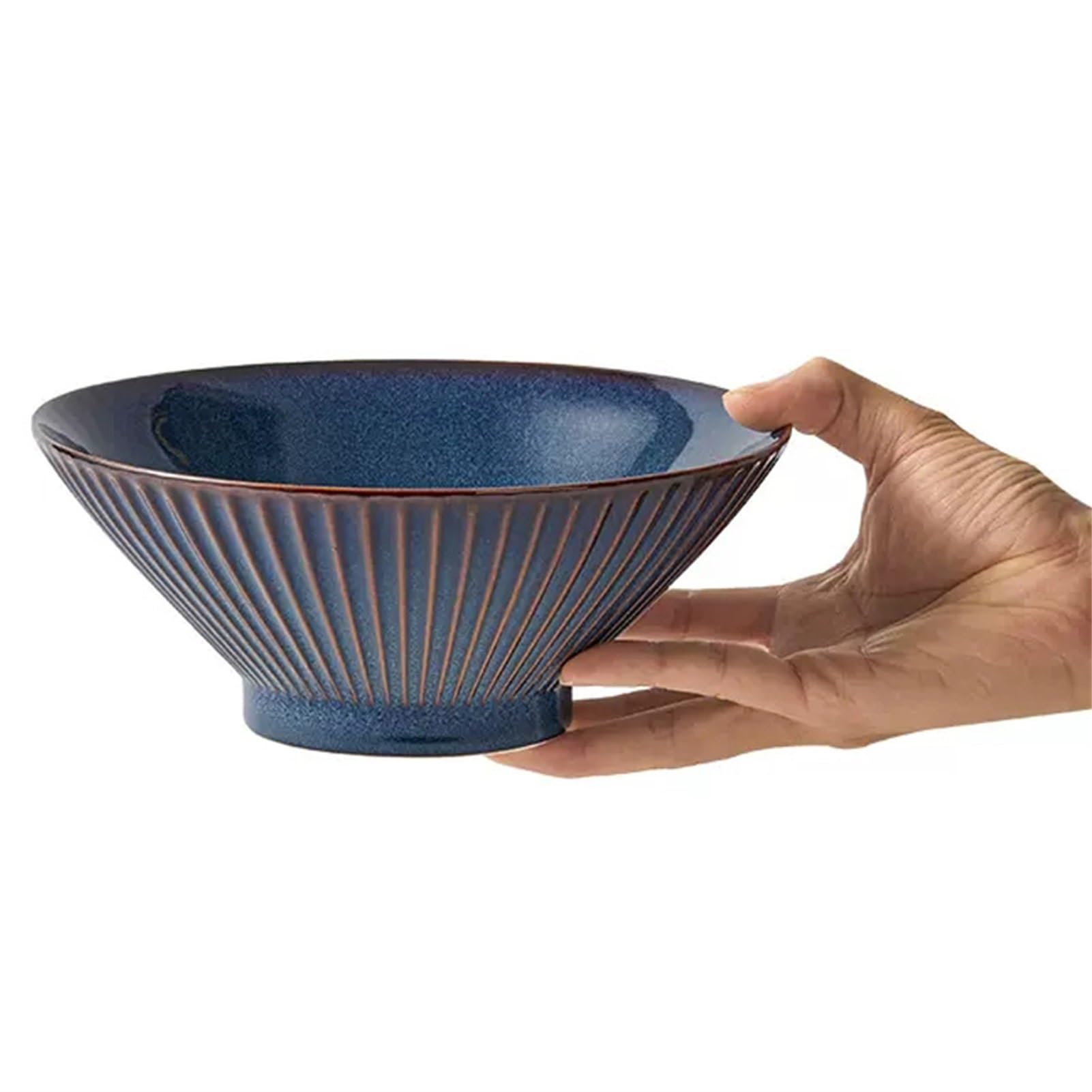 Ceramic Ramen Bowl, Large 7in/8in for Noodles, Noodle, Udon, Dinnerware for Soup Meal Bowl Big Cereal Pasta Bowl, Microwave & Dishwasher Safe (Color : Blue, Size : 8in)