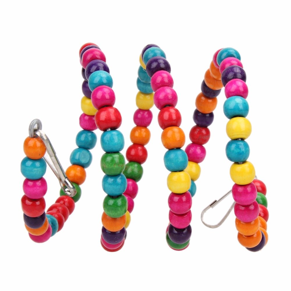 Sage Square Jumbo Playful Natural Wood Bead Swing Flexible Ladder Toy for Birds - 100 cm 4