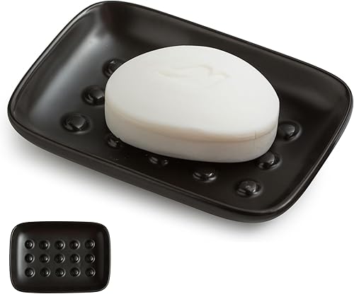 Miniatura 14 de Jabonera de cerámica con soporte, elevador de jabón para jabón de barra y esponja, jaboneras de ducha para baño y cocina, bandeja para guardar jabón