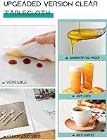 Vista 2 de Mantel de plástico transparente de 40 x 60 pulgadas, protector de tapete de PVC rectangular antideslizante para comedor y mesa auxiliar, 0.059