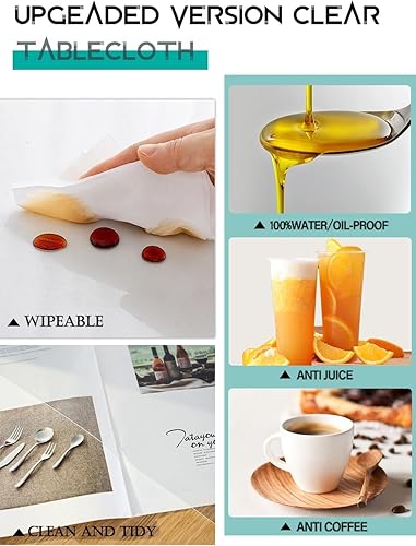 Miniatura 2 de Almohadilla de escritorio transparente de 0.059in de grosor, 30 x 120 pulgadas, protector de mesa de cloruro de polivinilo de cristal, impermeable,