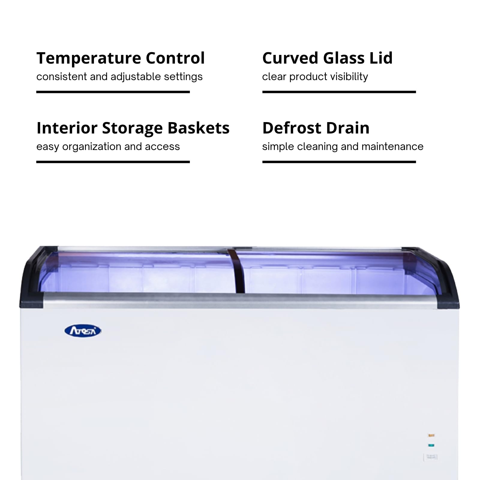 Commercial Angle Curved Glass Top Chest Freezers on Fridge.com