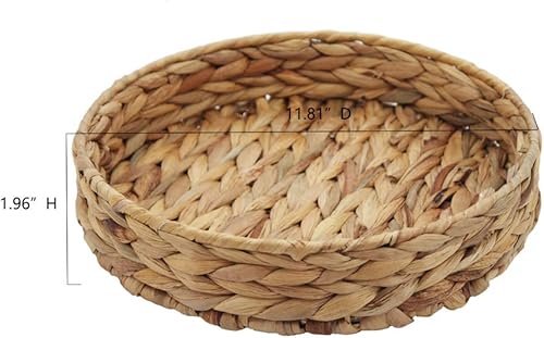 Miniatura 10 de Bandeja de frutas tejida por hierba, cubos redondos para verduras, artes y manualidades (juego de 2)