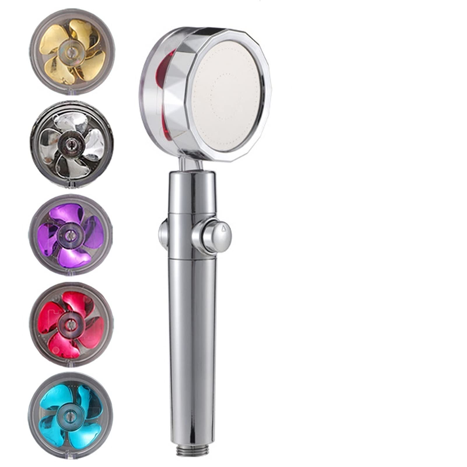 Boquilla de ducha Flujo de ahorro de agua Rotación de 360 grados Ventilador pequeño ABS Agua de lluvia Boquilla de alta presión Baño sin filtro Cabezales de ducha de algodón (Color : Red) (Silver)
