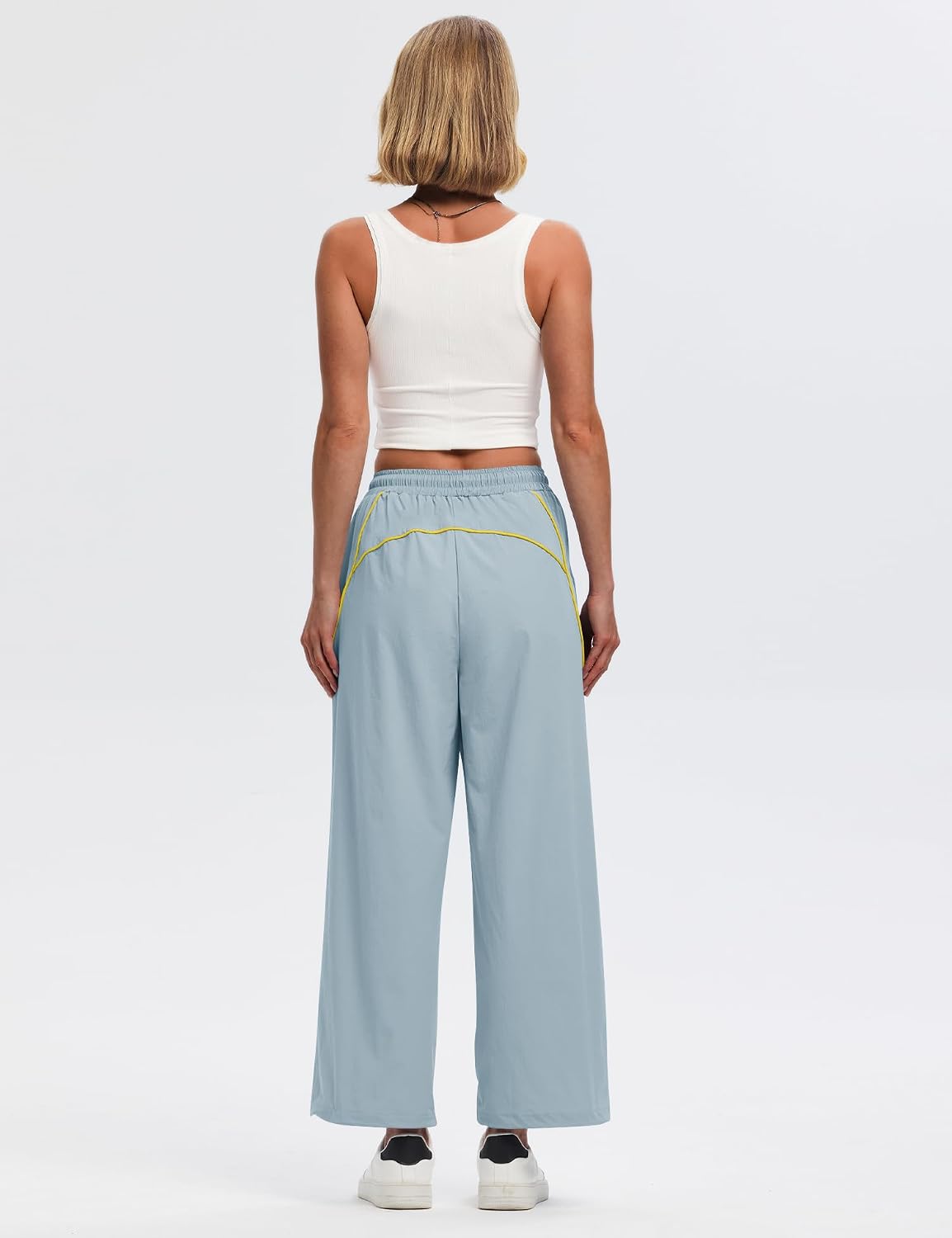 Rapbin Womens Baggy Wide Leg Pants 2026 Elastic Waisted Drawstring Hiking Workout Cropped Track Pants with Pockets image 5