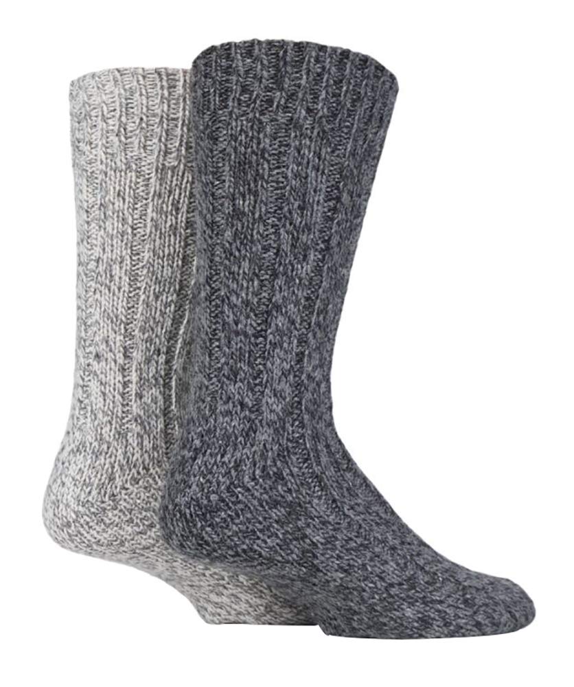 Sockshop Men's Ss131 Dark 2 Pairs Ladies Thick Chunky Knit Heavy Winter Warm Wool Hiking Boot Socks (6-11 Uk, )