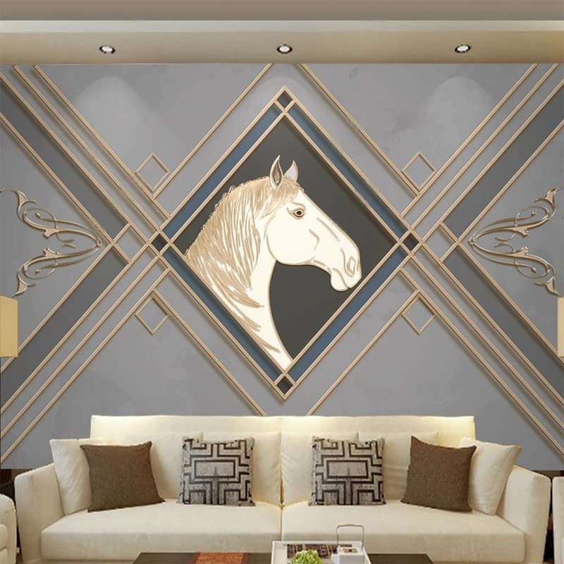 Papier peint 3D relief cheval pour habiller le mur de votre salon