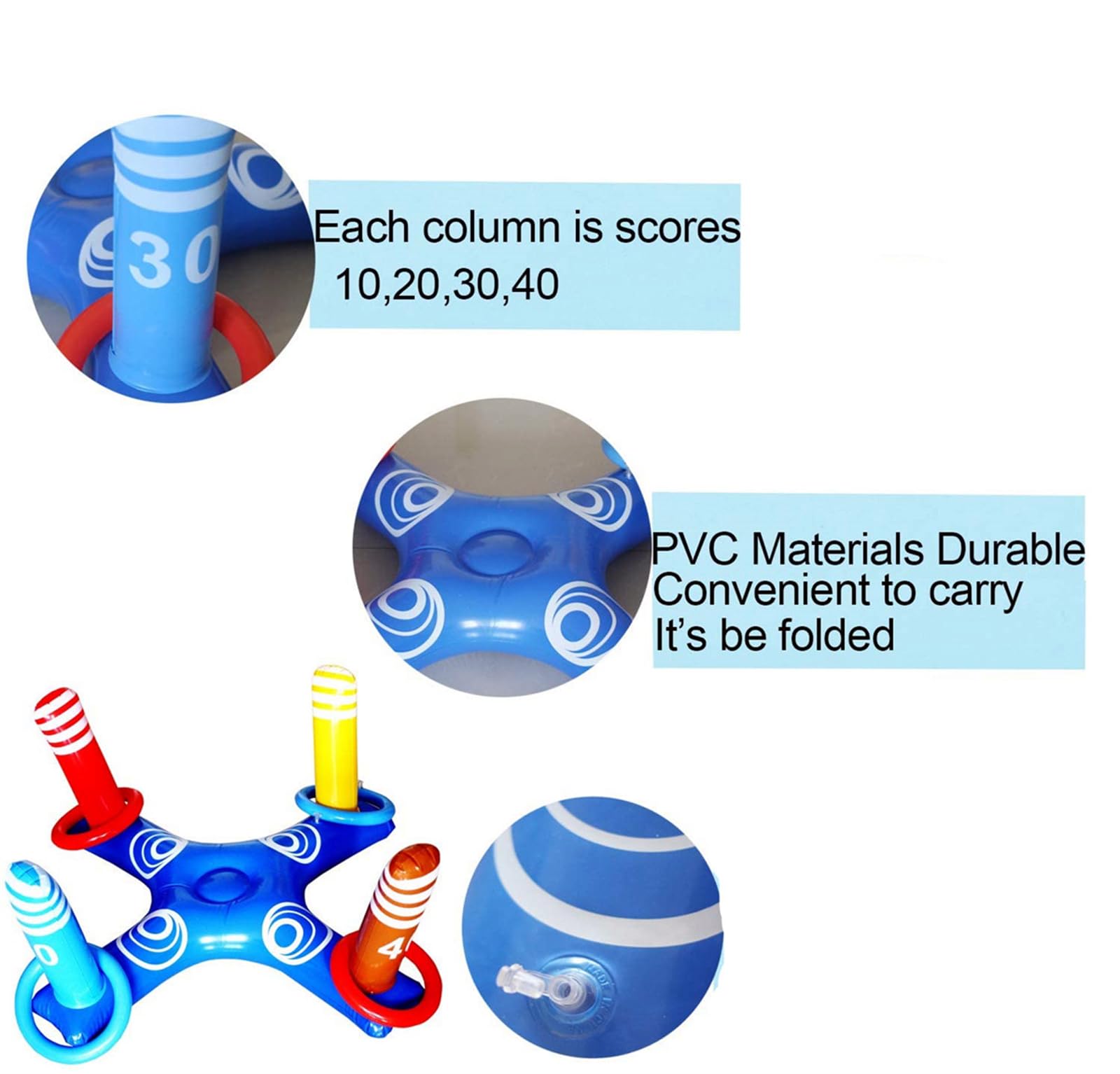 Pool Party Toss Game Inflatable Swimming Pool Ring Toss Game Toys with 4 Rings,Swimming Pool Games Inflatable Toss Ring for Kids Adults Family Summer Water Game Pool Party Indoor Outdoor Lawn Game - Image 4