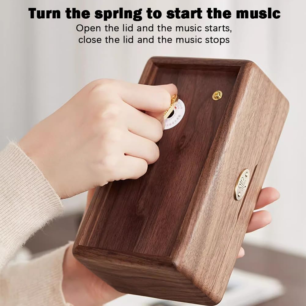 Holzschmuckschatulle Mit Musikbox, Einfacher Und Exquisiter Schmuckstaierschachtel, Hochwertige Bewegung, Knackiger Und Angenehmer Ton Ist Eine Hervorragende Auswahl An Geschenk,A Music 2