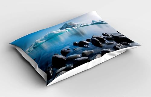 Miniatura 2 de Ambesonne Ice Berg Pillow Sham, Arctic Environment Floating Glacier Oceanic Outdoor Scene Winter Season, Decorative Standard King Size Printed