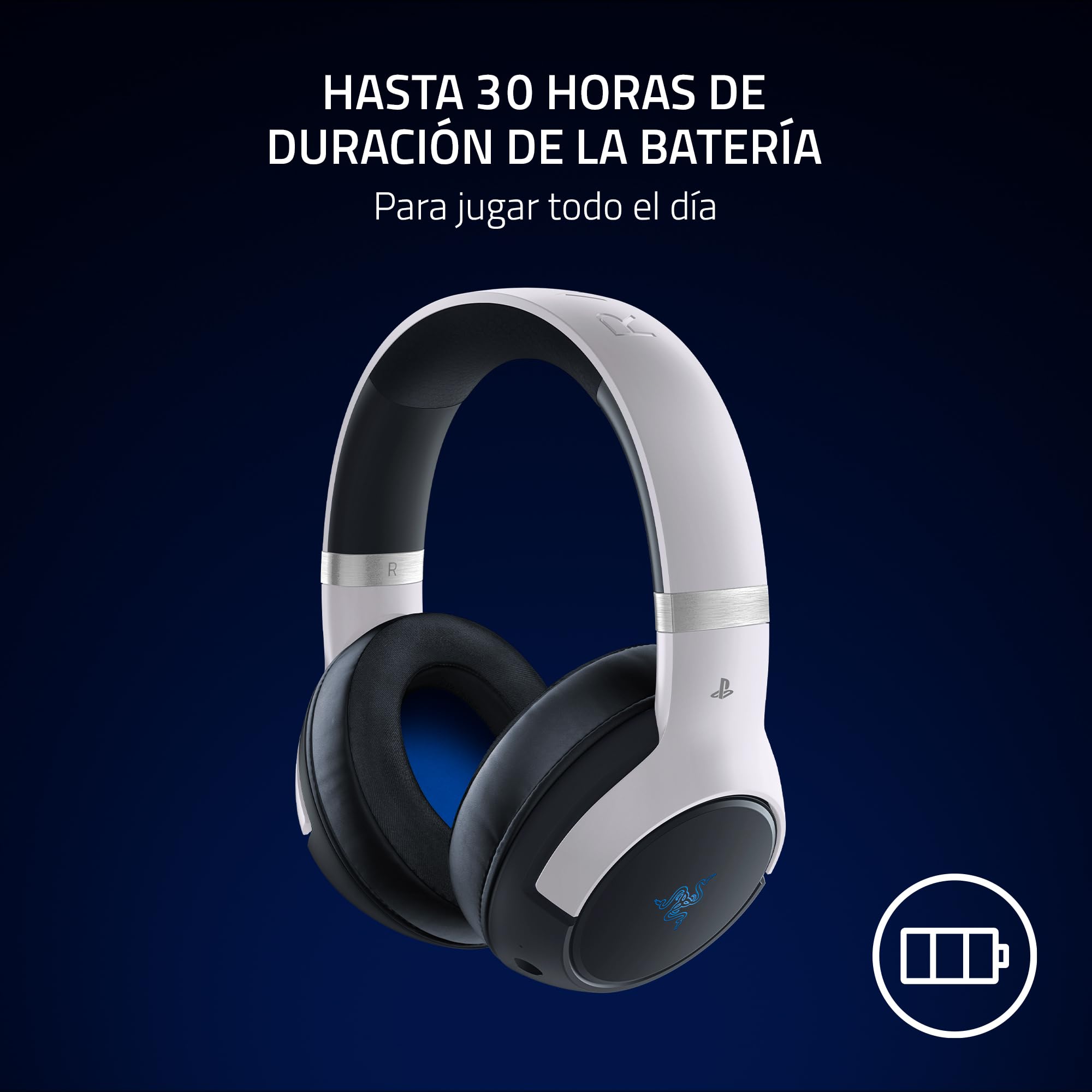 Razer Kaira HyperSpeed (con Licencia Playstation) - Auriculares inalámbricos de Juego para Playstation - 2,4 HyperSpeed y Bluetooth (Triforce 50mm, micrófono HyperClear, multiplataforma) Blanco