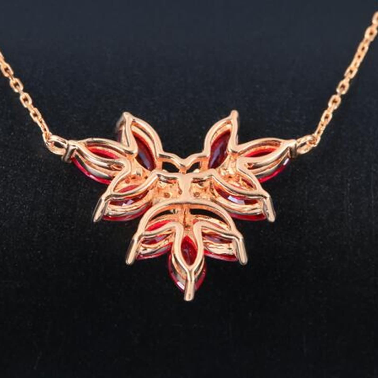 Collar de Oro Mujer 18 Kilates,Collar Hoja con 1.26ct Rubí y Diamante Colgantes Mujer de Oro