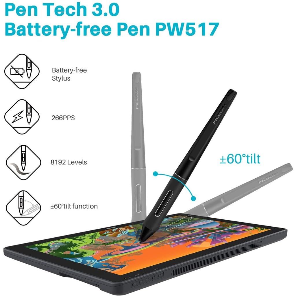 HUION KAMVAS 22 Plus Mesa digitalizadora ecrã totalmente empilhado