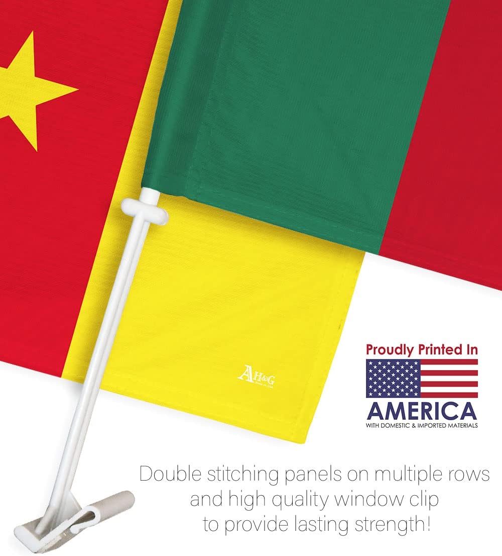 Team Cameroon Car Flag Bandera Para Carros De Cameroonian Decor For Window Clip Mount Auto Accessories Sport Fan Gifts League Olympics Party Supplies Patriotic Decorations Made in USA