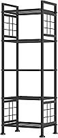 GIOTORENT 5-Tier Metal Standing Shelf, Narrow Wire Bookcase Storage Rack for Kitchen Bathroom Laundry Pantry Organizer, 100lb Capacity, Black