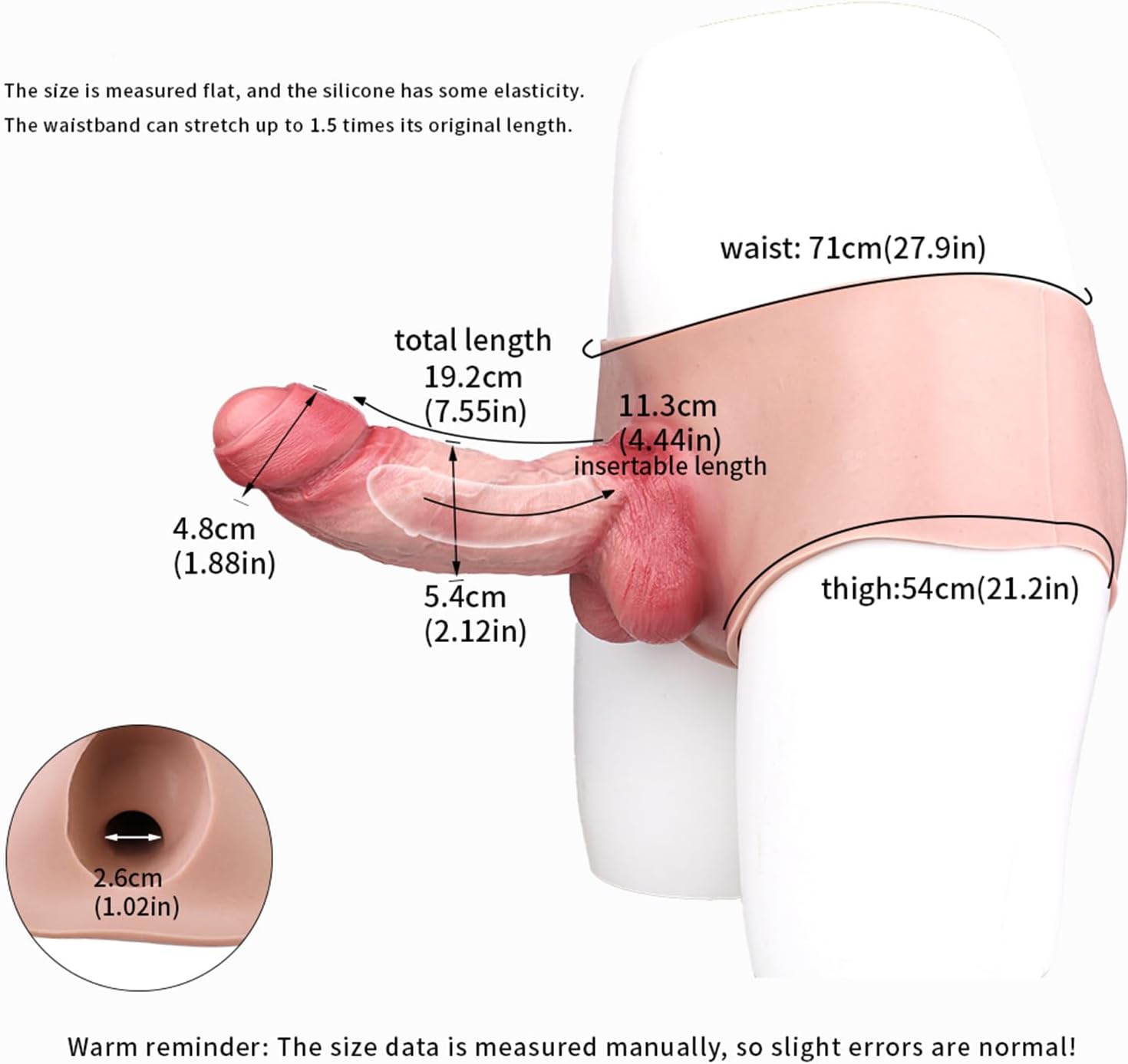 Soft Silicone Male Panty Dildo Sleeve with 7.55in Penis Sleeve, Wearable Stretchy Male Dildo Underwear Adult Sex Toy for Men Women