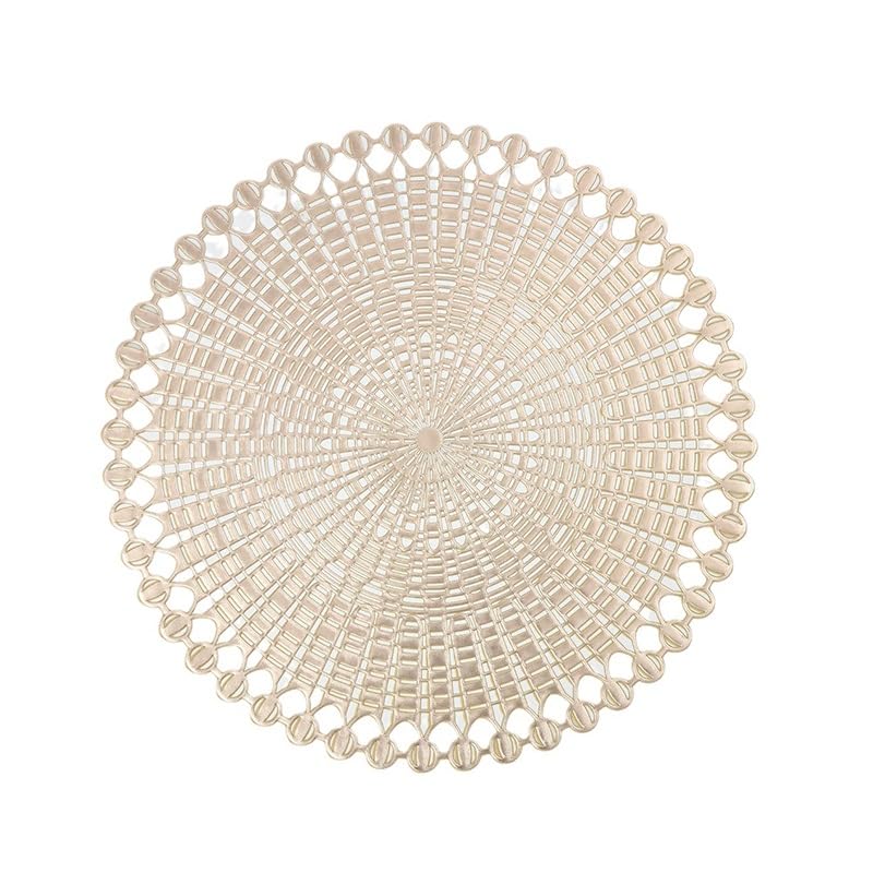 Set de table rond ajouré à pois dorés et isolant thermique pour salle à manger