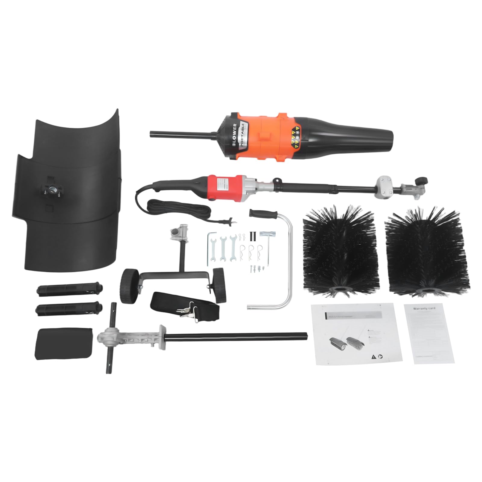 Spazzatrice elettrica 2 in 1 e soffiatore, 1600 W, spazzaneve a 6 marce, 7000 – 9000 RPM, per la pulizia del prato, spazzatrice e soffiatore con ruote, 55 cm