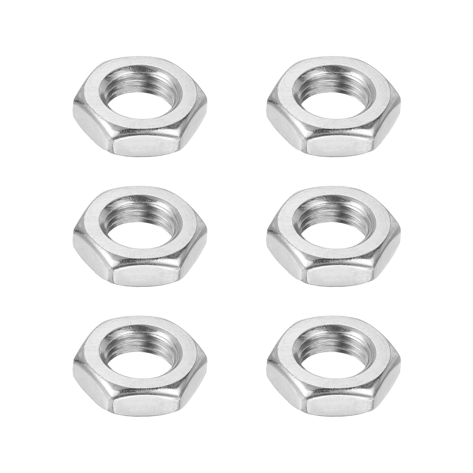 sourcing map M12x1.5mm Hex Nuts, 6Pcs 304 Stainless Steel Metric Fine Thread Hexagon Lock Nuts Fasteners for Machinery Automotive Industrial Use, 19mm / 0.75" Width 6mm / 0.24" Height
