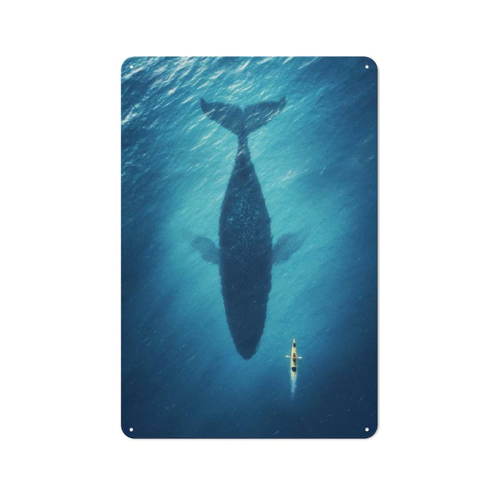 Junmoney Whale And Kayak Underwater Encounter Tin Wall Plaque 30X20cm With For Pub Or Café, For Hospitality Wall Decor Collectors