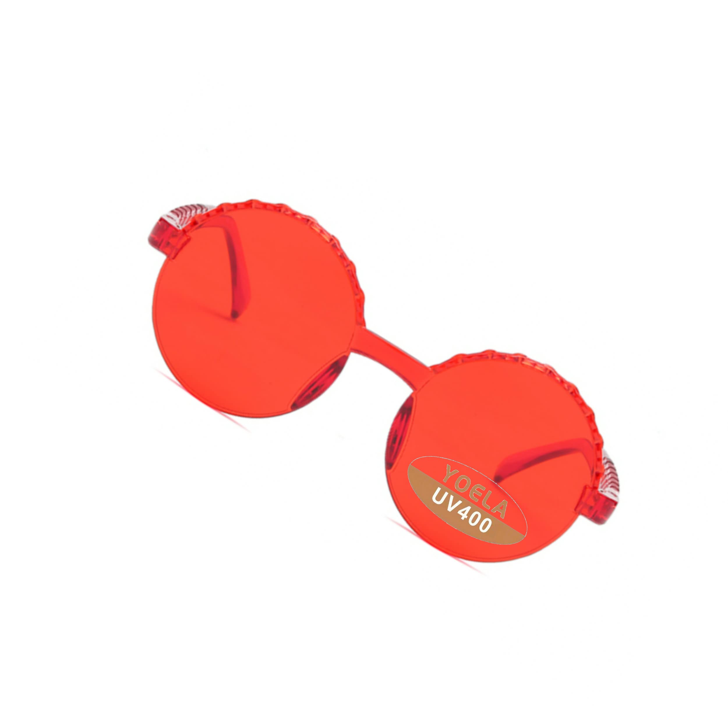 Yoela OLINOWL Circular Oversized Rimless Sunglasses One Piece Circular Eyewear Colored Sunglasses for Women